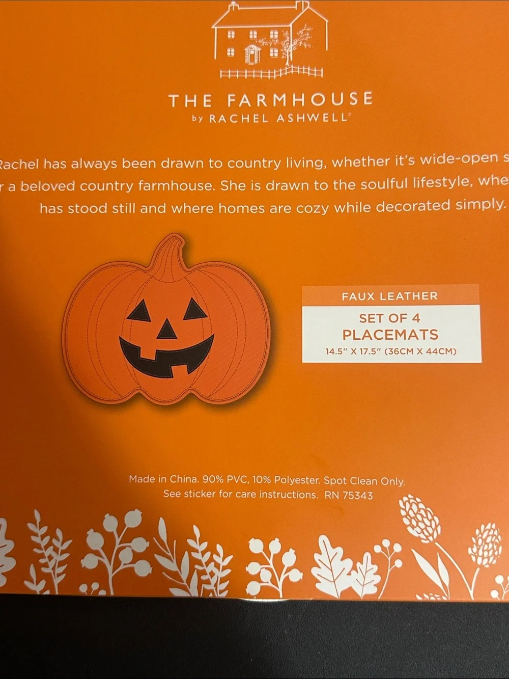 The farmhouse by Rachel Ashwell faux leather pumpkin set of 4 placemats